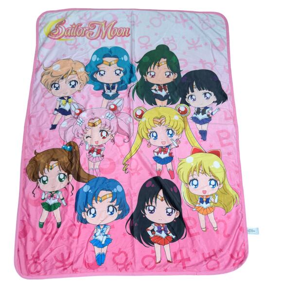 Toei Animation Sailor Moon Fleece Blanket Pink Size 58x45 Anime Chibi - Picture 1 of 8